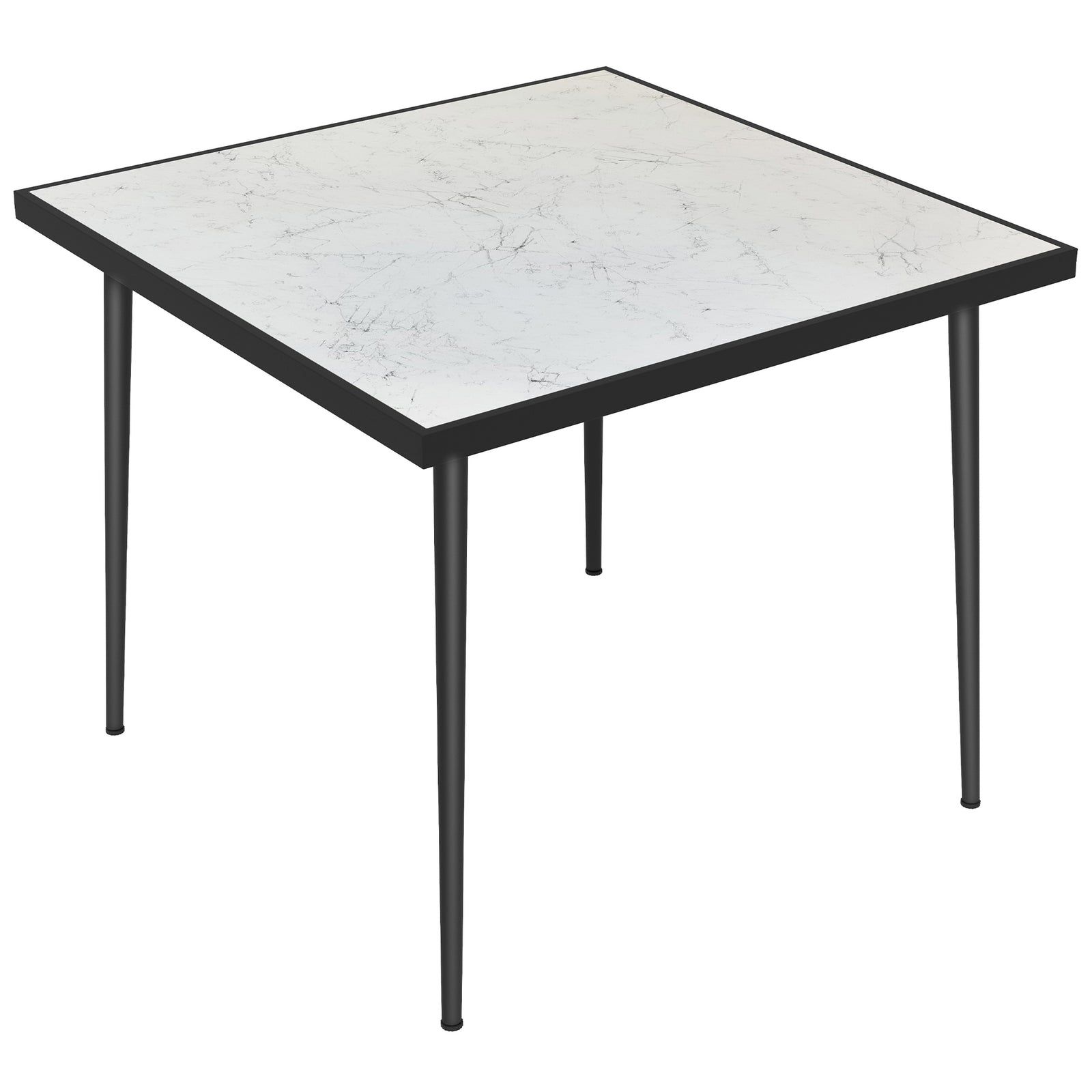 Square Outdoor Dining Table, Marble Effect Top | White