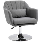 Stylish Retro Linen Swivel Tub Chair Steel Frame Cushion | One Size | Dark Gray