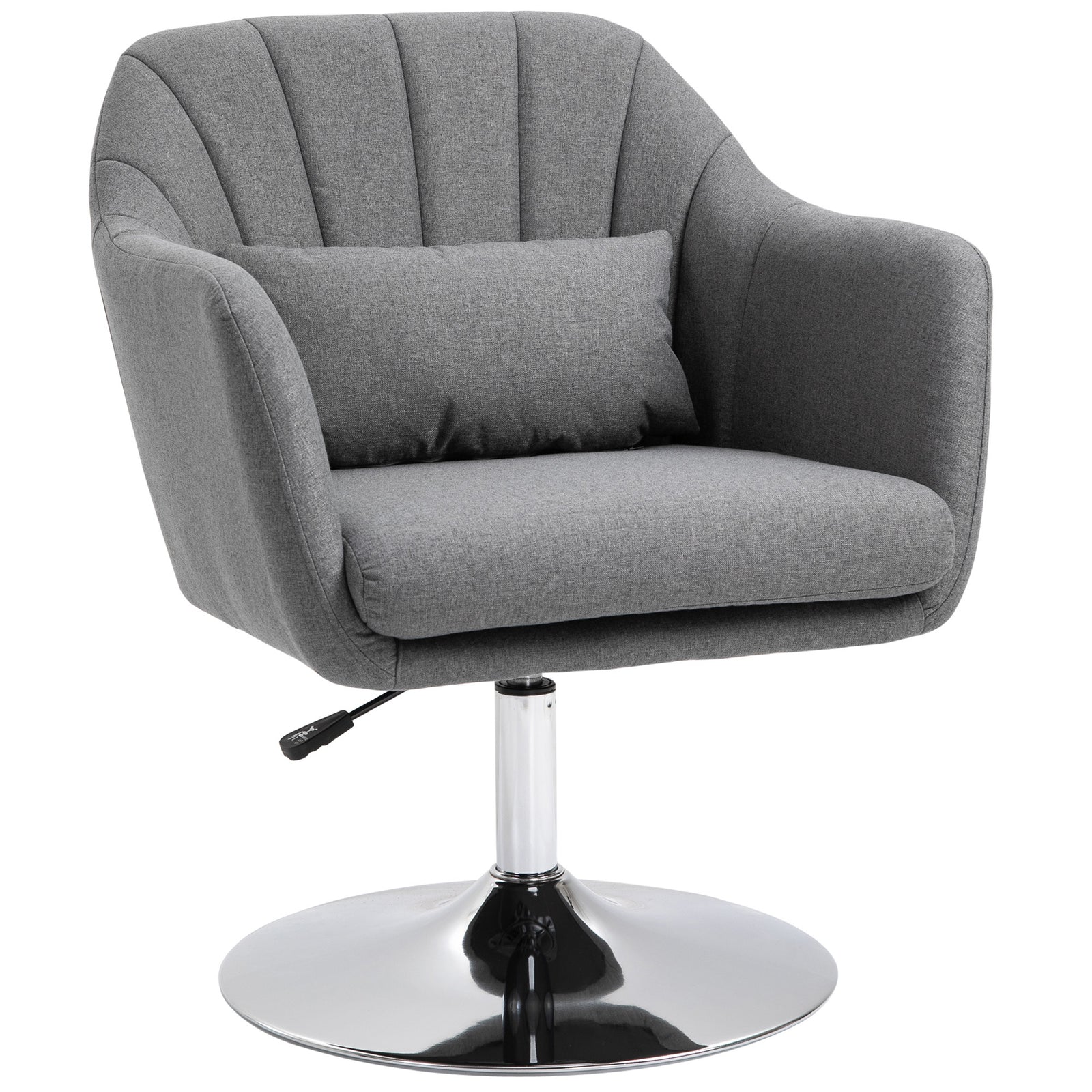 Stylish Retro Linen Swivel Tub Chair Steel Frame Cushion | One Size | Dark Gray