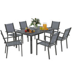 7-piece Wpc Dining Set, 6 Stackable Chairs, Rectangle