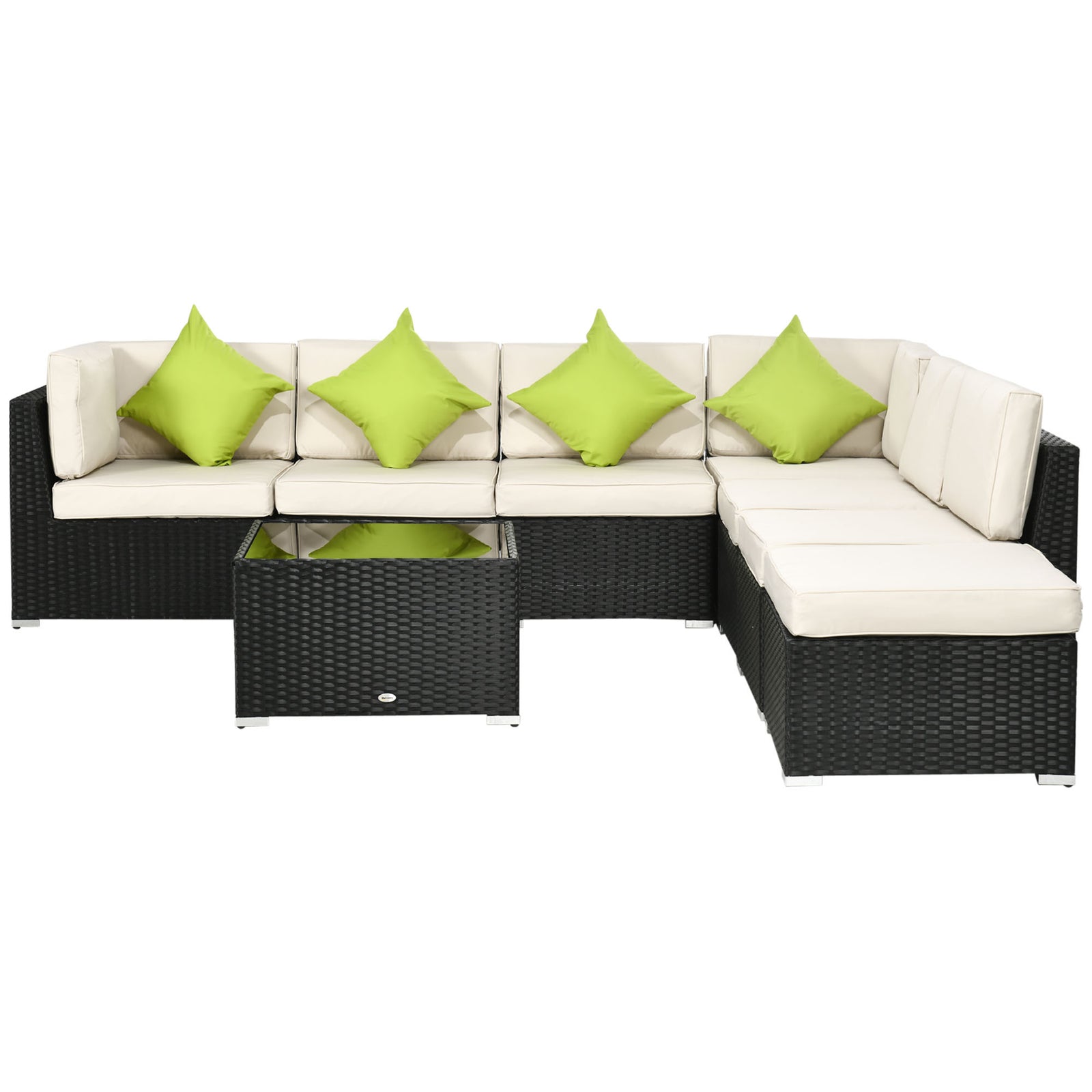 Rattan Outdoor Garden Furniture Patio Corner Sofa Set | Black