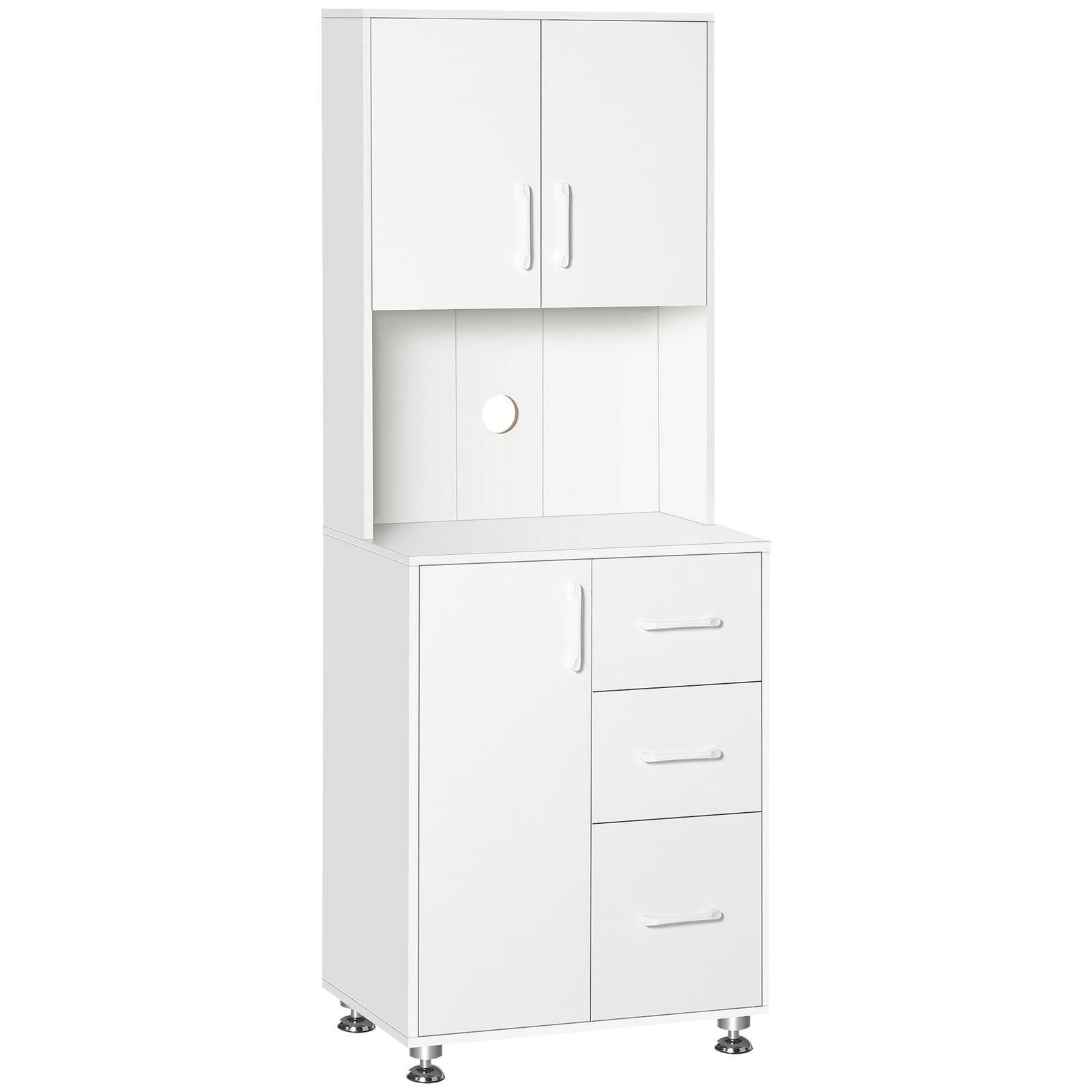 Modern Kitchen Pantry Cabinet Storage Cupboard W/ Countertop | White