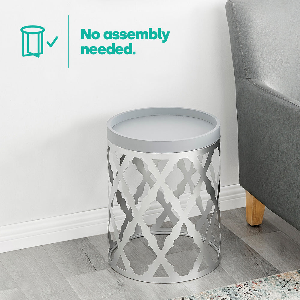 Damaski Circular Silver Side Table