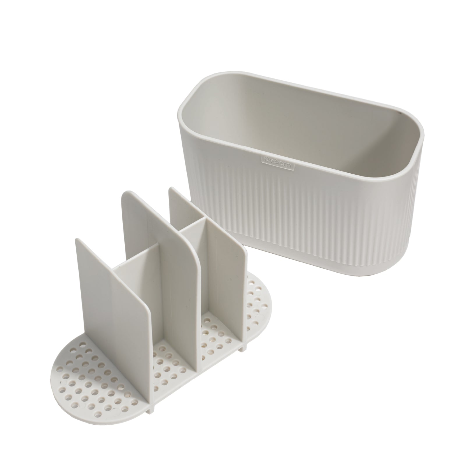 Recycled Large Bathroom Caddy  - Six compartments -  Easy to clear removable parts - Made in the UK | Stone