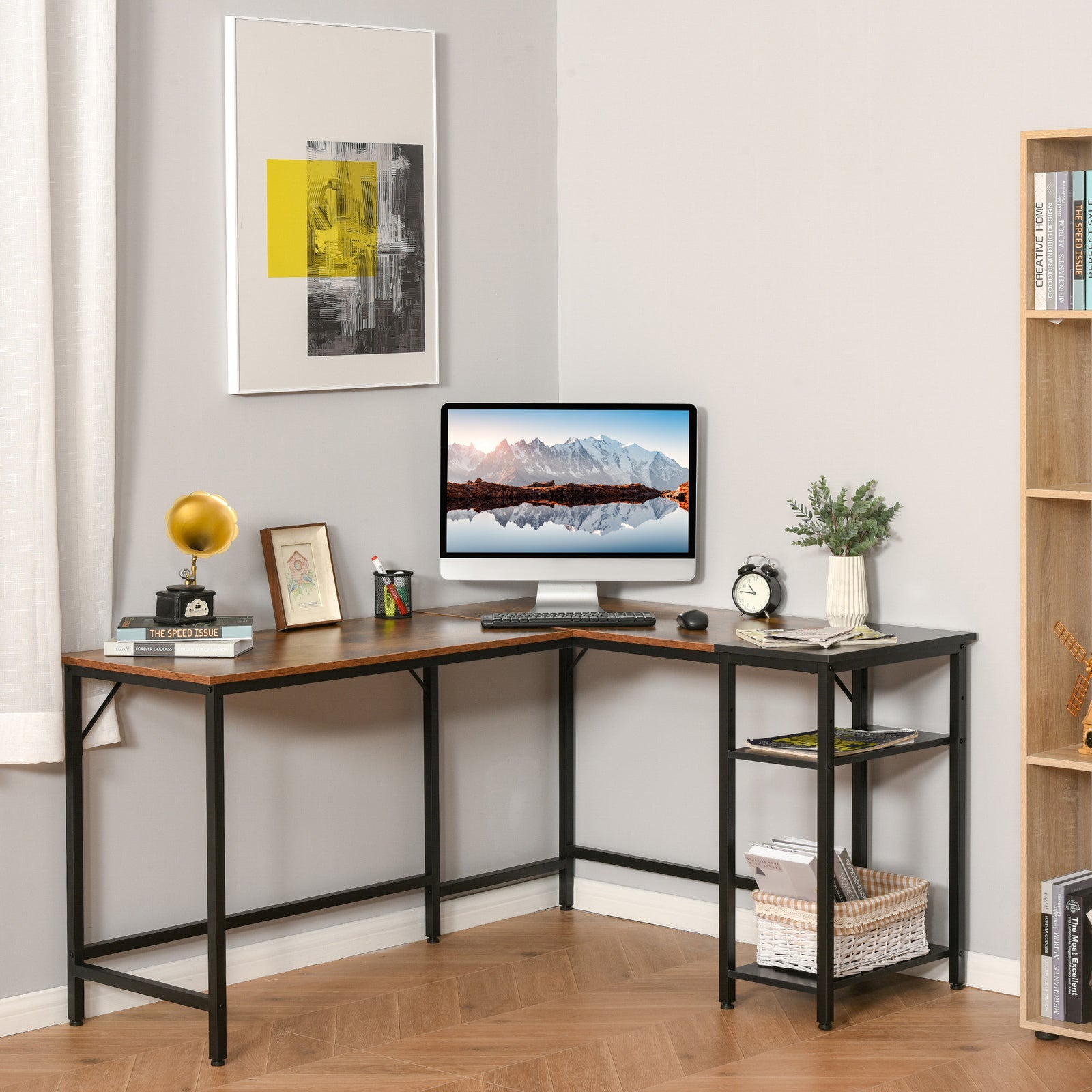 Computer Desk With Adjustable Storage, Study