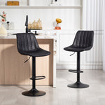 Bar Stools Set Of 2 Adjustable Swivel Bar Chairs With Backrest Black