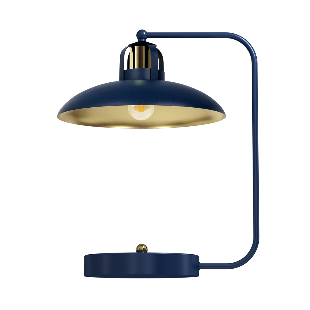 Felix Hand Made Designer Table Lamp Rugged Industrial With A Luxurious Twist | Navy Blue