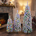 HOMCOM Artificial Christmas Tree Set Of 3, Pvc Branch Tips, Green White
