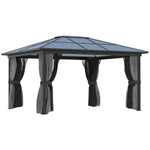 Hardtop Gazebo Canopy With Mosquito Netting And Curtains | Extra Large | Black