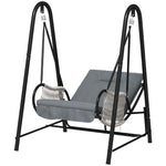 Rattan Swing Chair With Stand And Seat Cushion | Light Grey