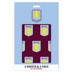 Aston Villa FC Aston Villa Fc Gift Wrap, 2 Sheet 2 Tag, Official Product
