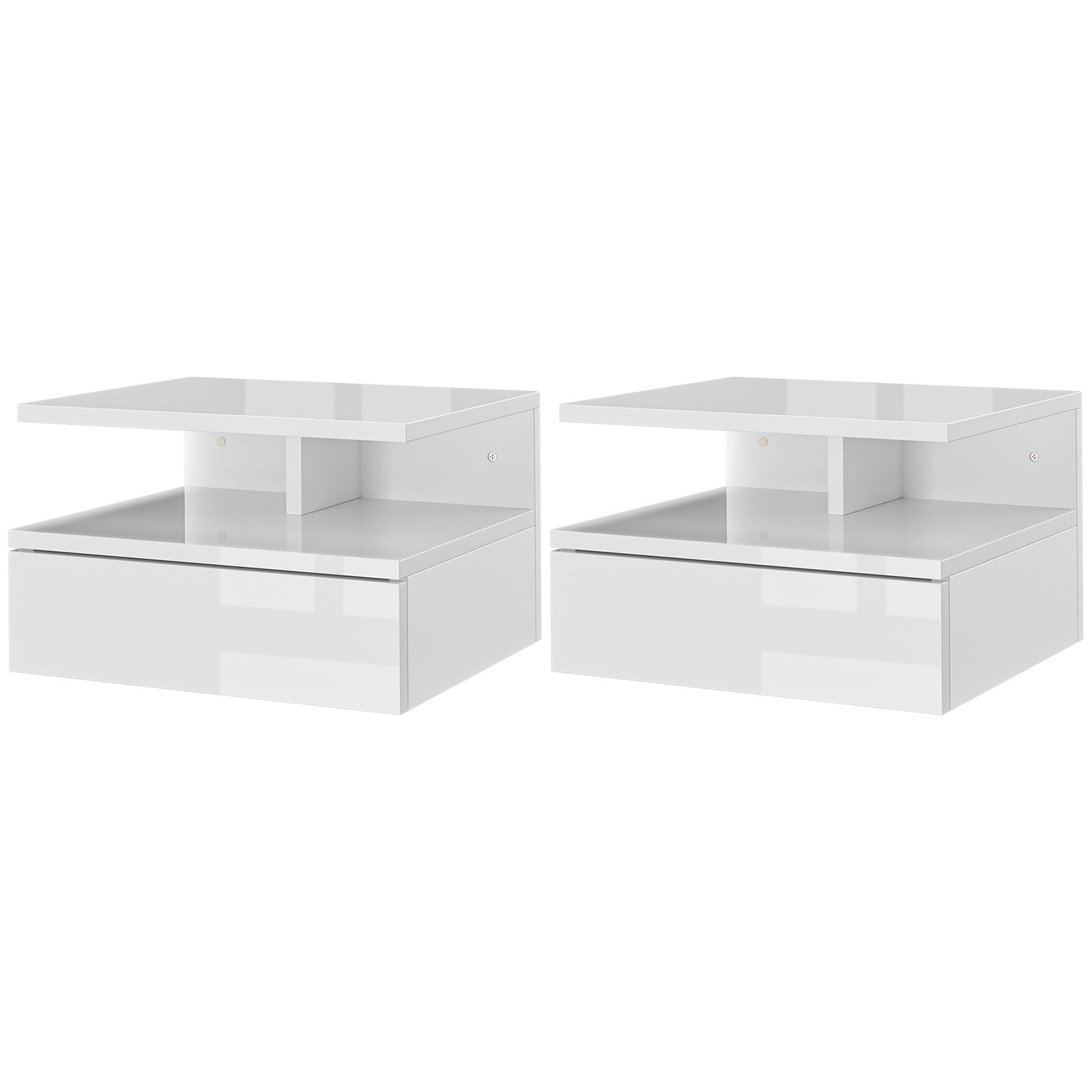 Nightstand Set Of 2, Wall Mounted Bedside Cabinet | Set-of-2 | Antique White