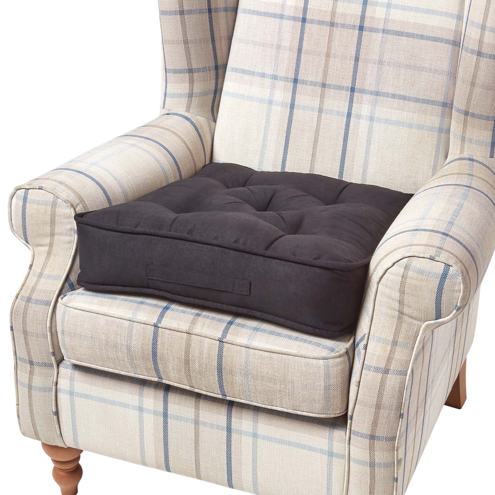 Faux Suede Armchair Booster Cushion | 50cm x 50cm | Black