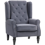 Accent Armchair Home Furniture Retro Tufted Club Fabric | Charcoal Grey