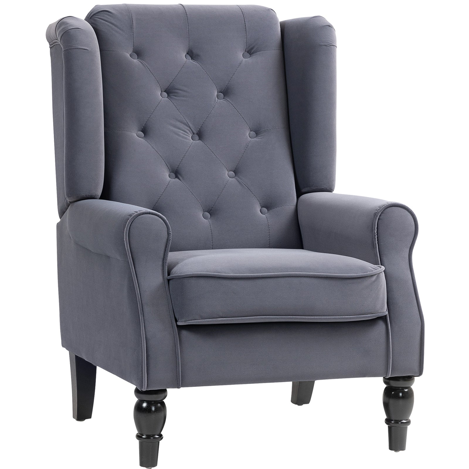 Accent Armchair Home Furniture Retro Tufted Club Fabric | Charcoal Grey