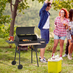 Charcoal Grill With Offset Smoker, Trolley | Black