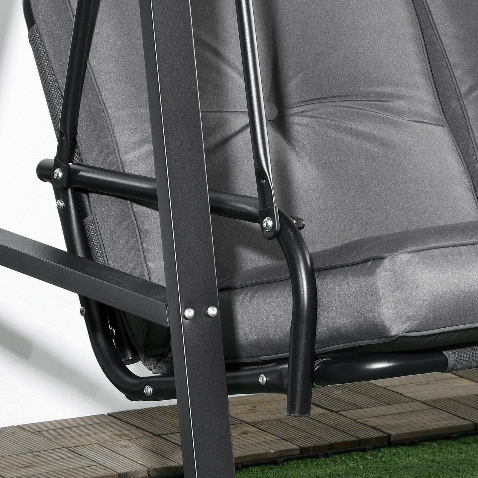 2 Seater Swing Chair, Adjustable Canopy, Dark Grey | Dark Gray