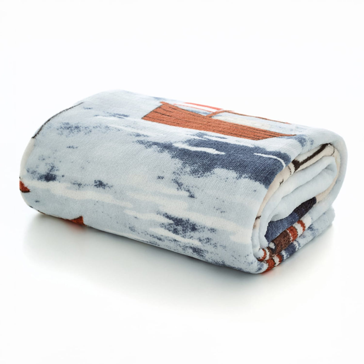 Coastal Fishing Village Fleece Throw | 150cm x 200cm | Multi