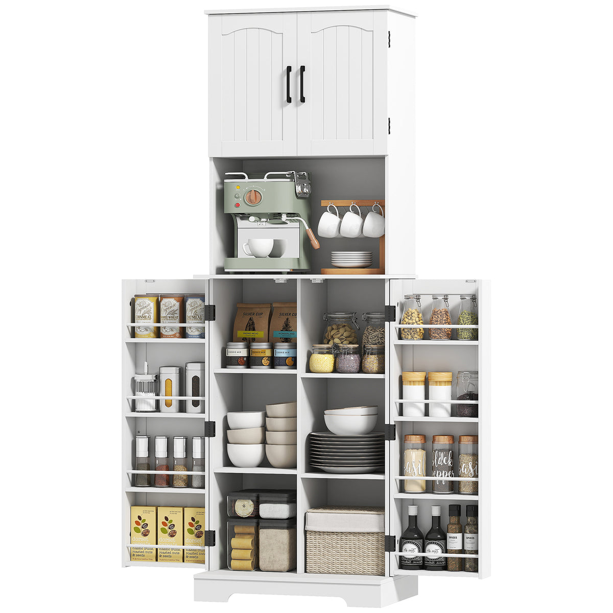 HOMCOM Storage Cabinet With Doors And Open Storage Shelf, White