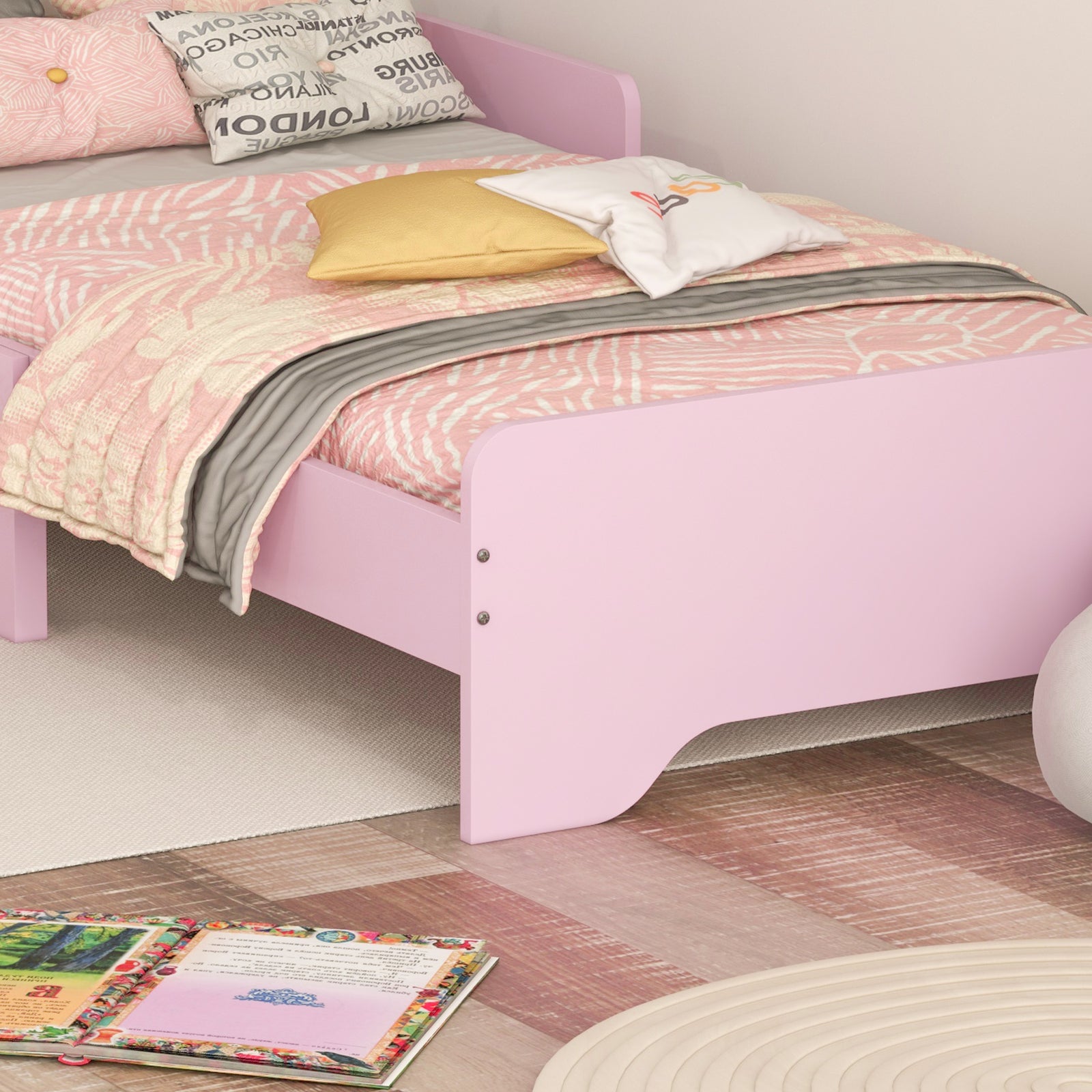 Toddler Bed Frame, Cloud-design Princess Bed, 143 X 74 X 55cm - Pink | Pink
