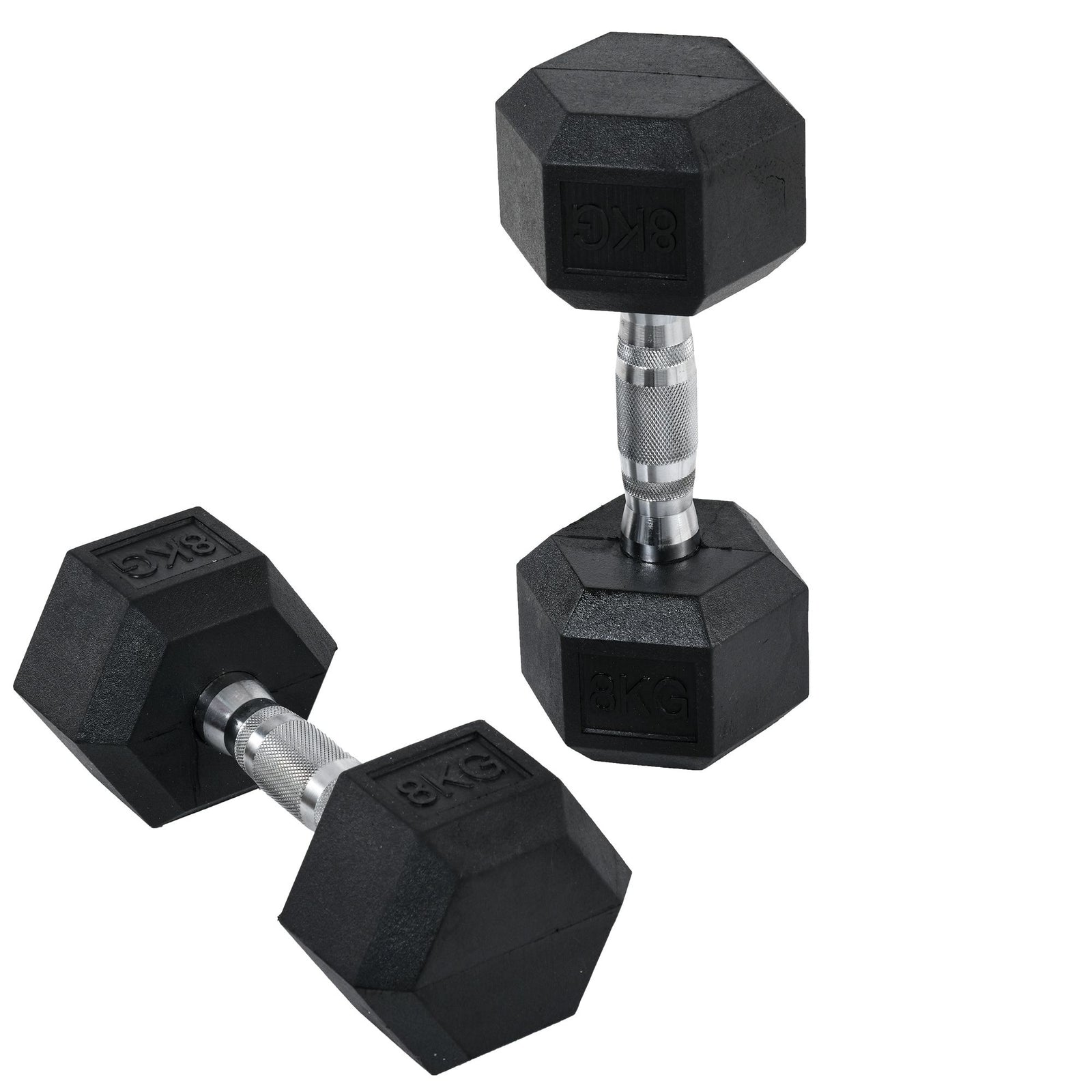 2x8kg Rubber Hex Dumbbells For Home Gym | Black