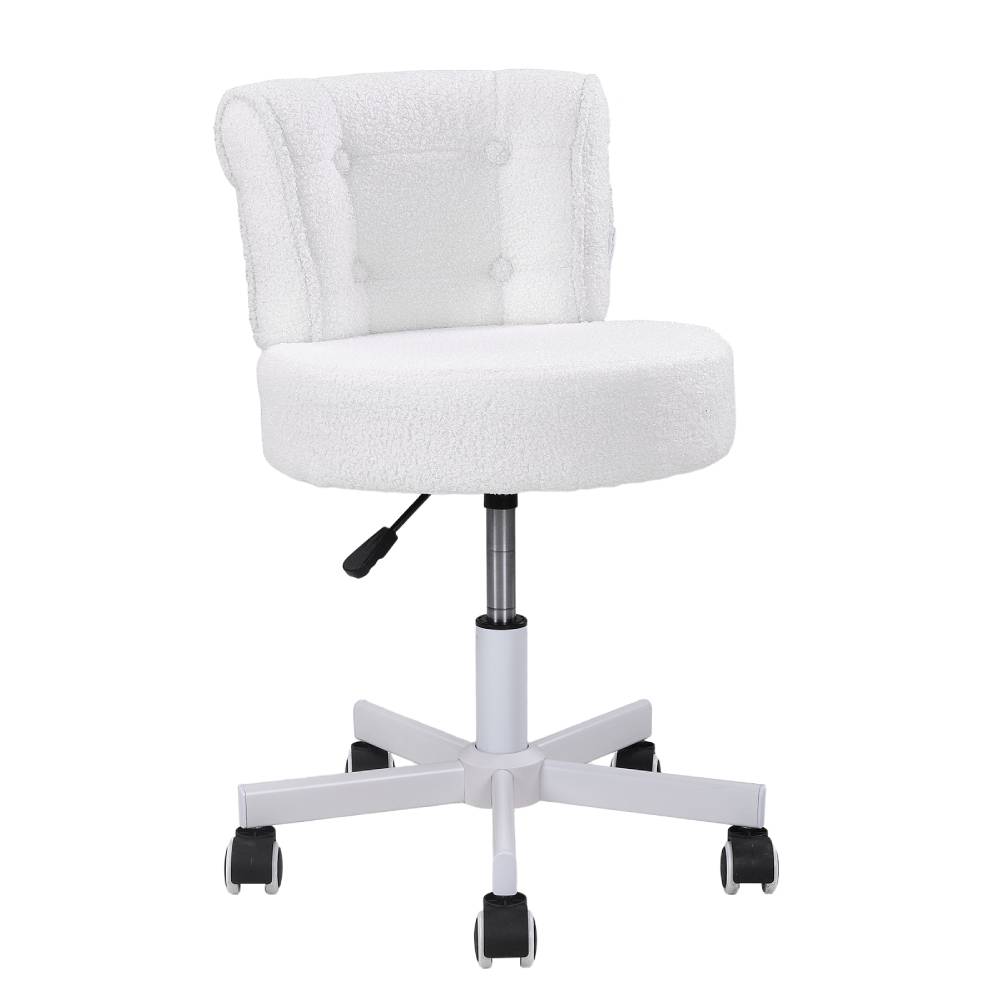 Height-adjustable Swivel Vanity Chair With Castors | White