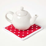 HOMESCAPES Cotton Polka Dot Red White Pot Holder