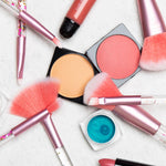 Aquarius Cosmic Makeup Brush Set 7 Piece Pink Liquid Glitter Handle Beauty Collection