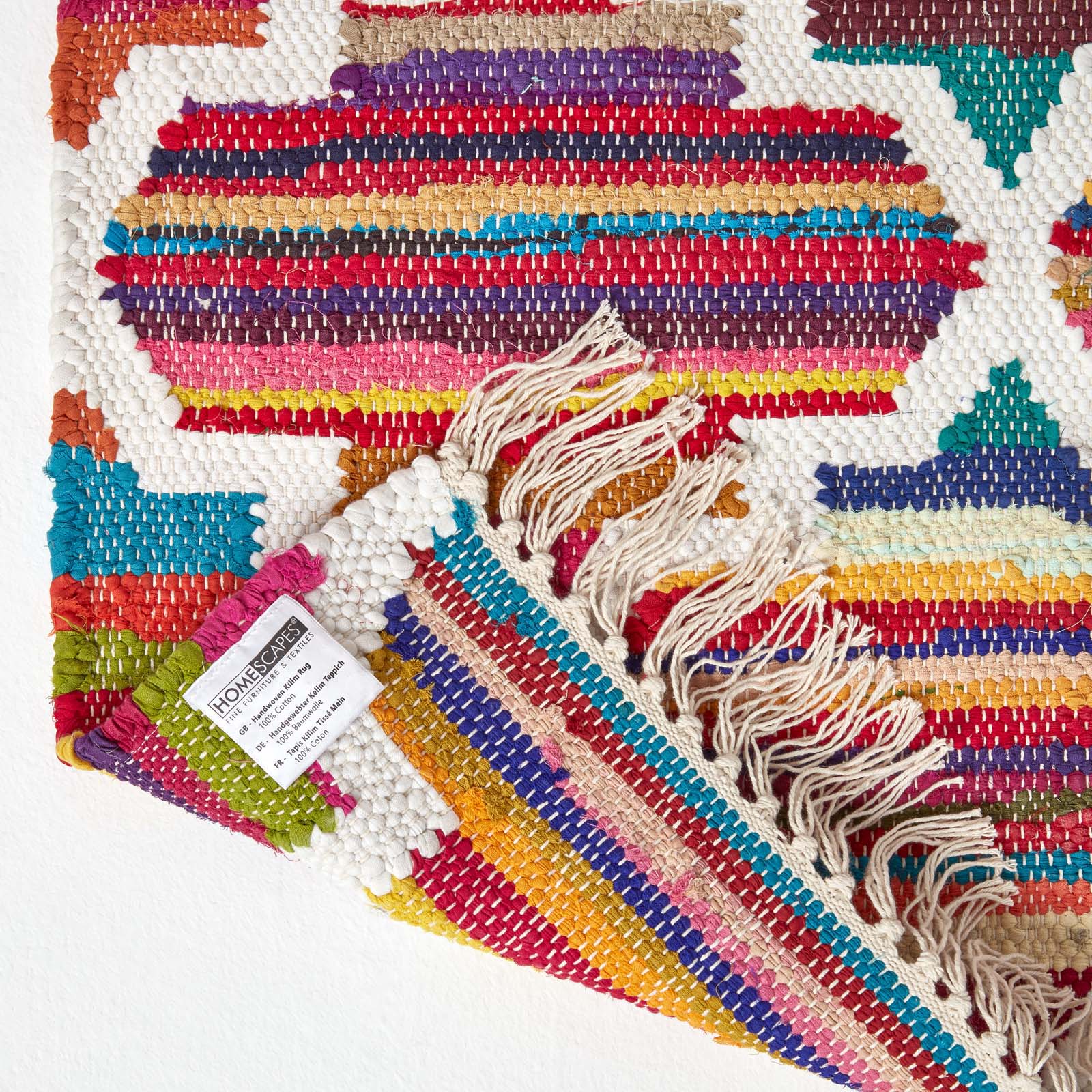 Amsterdam Handwoven Cotton Chindi Kilim Rug | 120cm x 180cm | Multi Colour