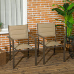 2 Pcs Dining Chairs, Stackable Design Aluminium Outdoor | Brown