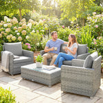 4 Seater Rattan Garden Furniture Set With Cushions, Grey