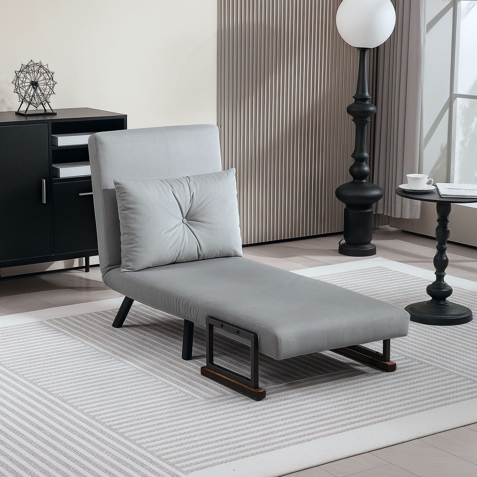 Click Clack Single Chair Bed Settee For Living Room | One Size | Light Grey