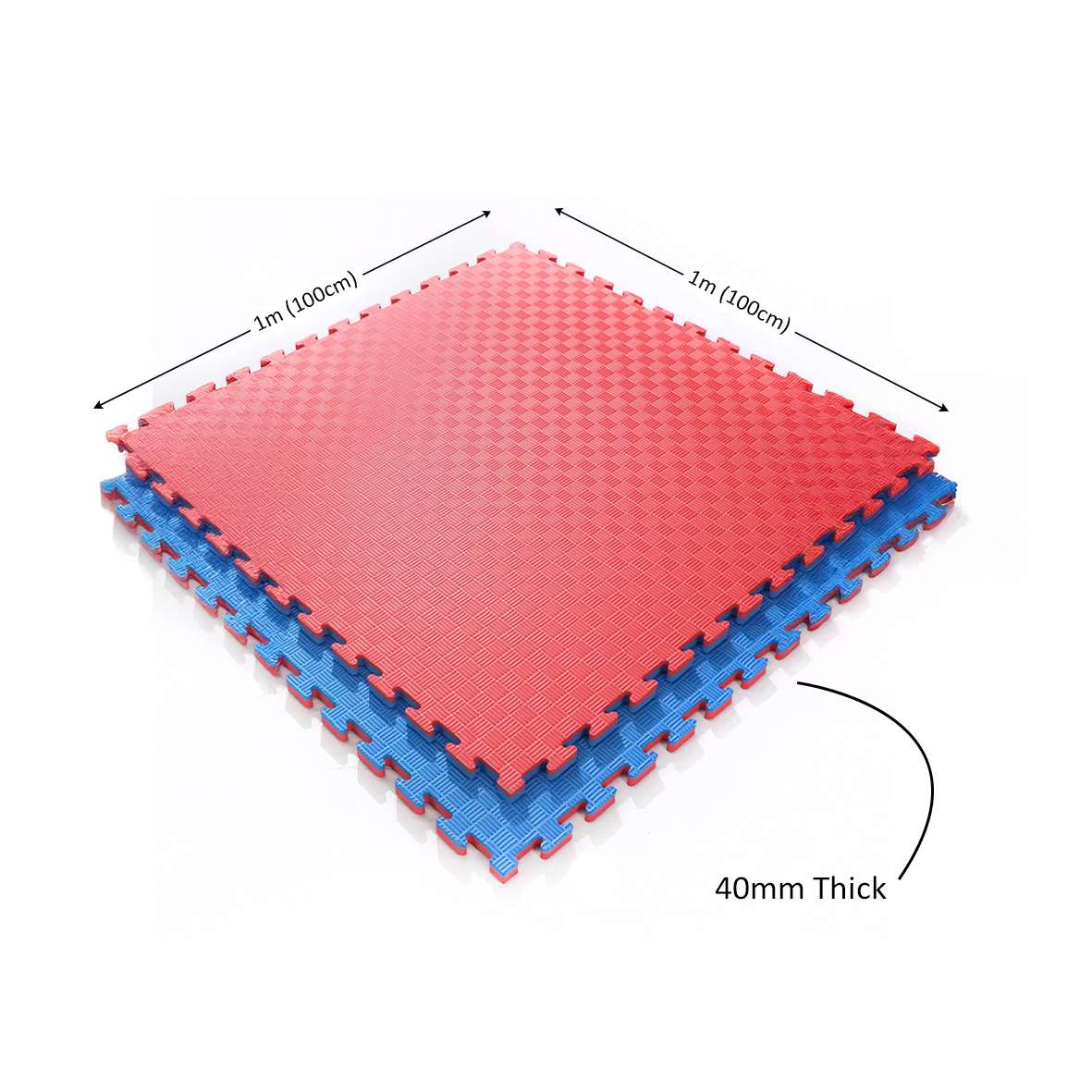 40mm Premium Reversible Eva Tatami Foam Mats  | Set-of-4 | Red & Blue
