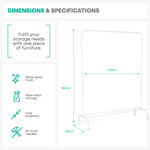 Livivo Clothes Rail White Powder Coated Iron Frame Bedroom Storage Rack