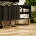 Tv Unit, Tv Stand Cabinet With Shelves And Storage Cupboard | One Size | Black