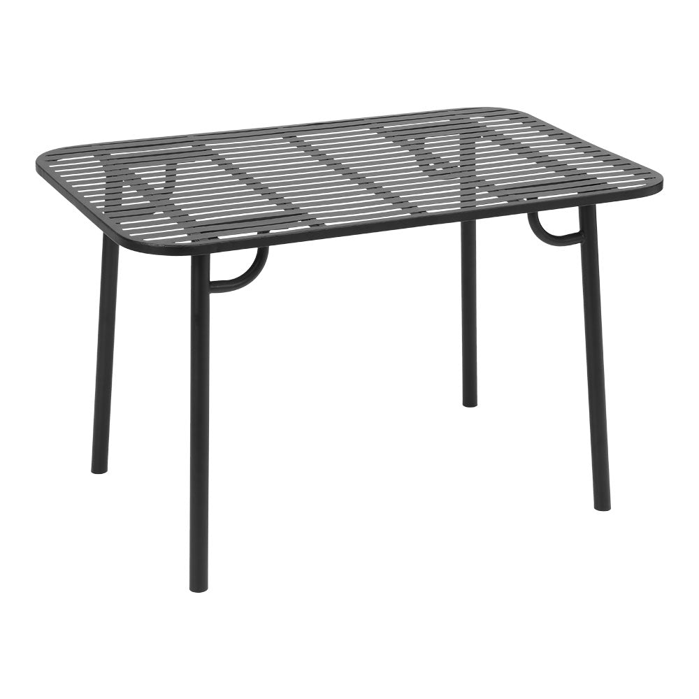 Rectangular Outdoor Garden Metal Table - 120/160cm W X 80cm D X 75cm H | Medium | Black
