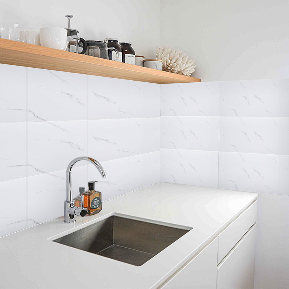 10pcs Peel And Stick White Marble Wall Sticker