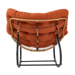 Elegant Rattan Rocking Chair With Cushioned Seat – Stylish And Comfortable Relaxation | Orange