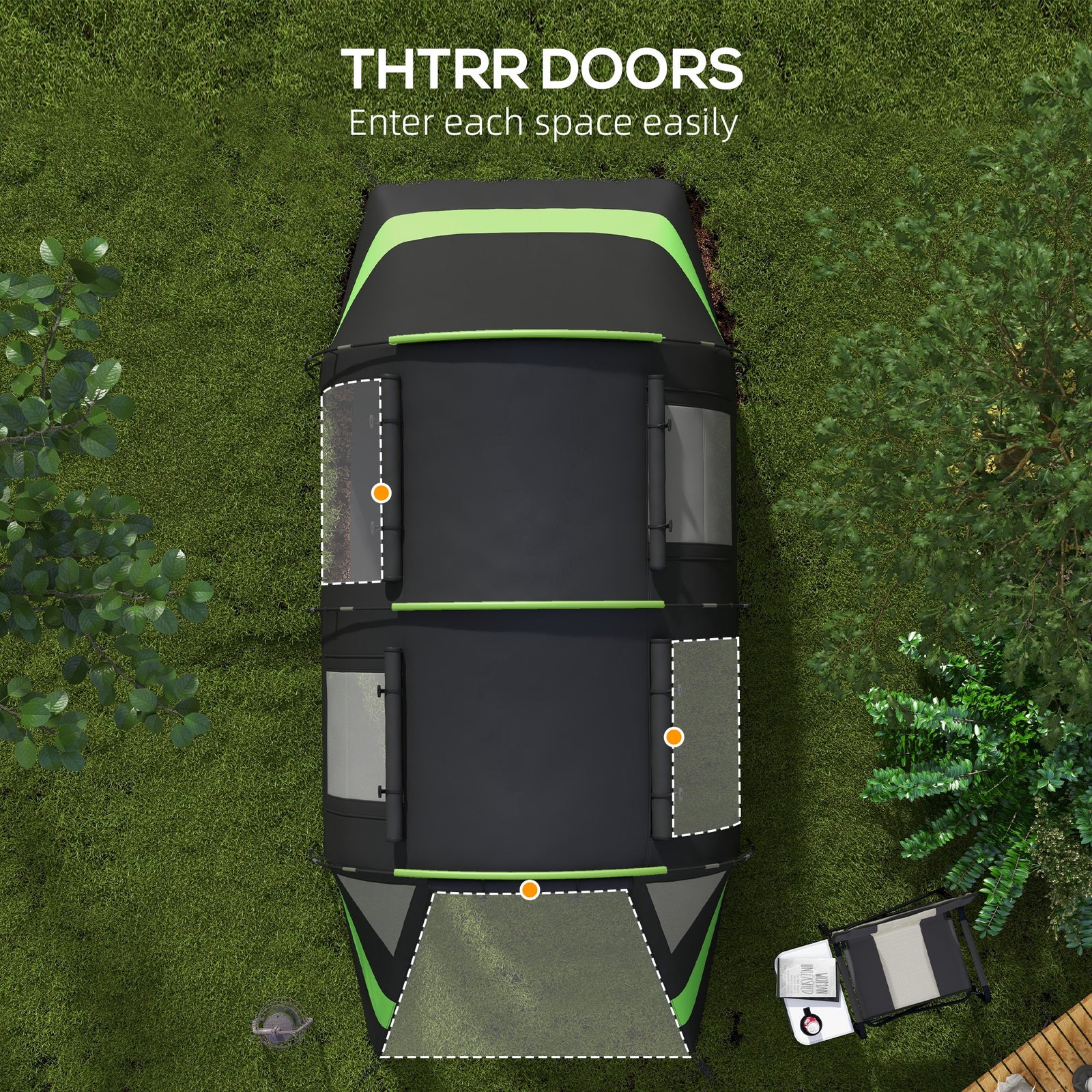 Blackout Camping Tent With Bedroom & Living Room For 4-5 | Black