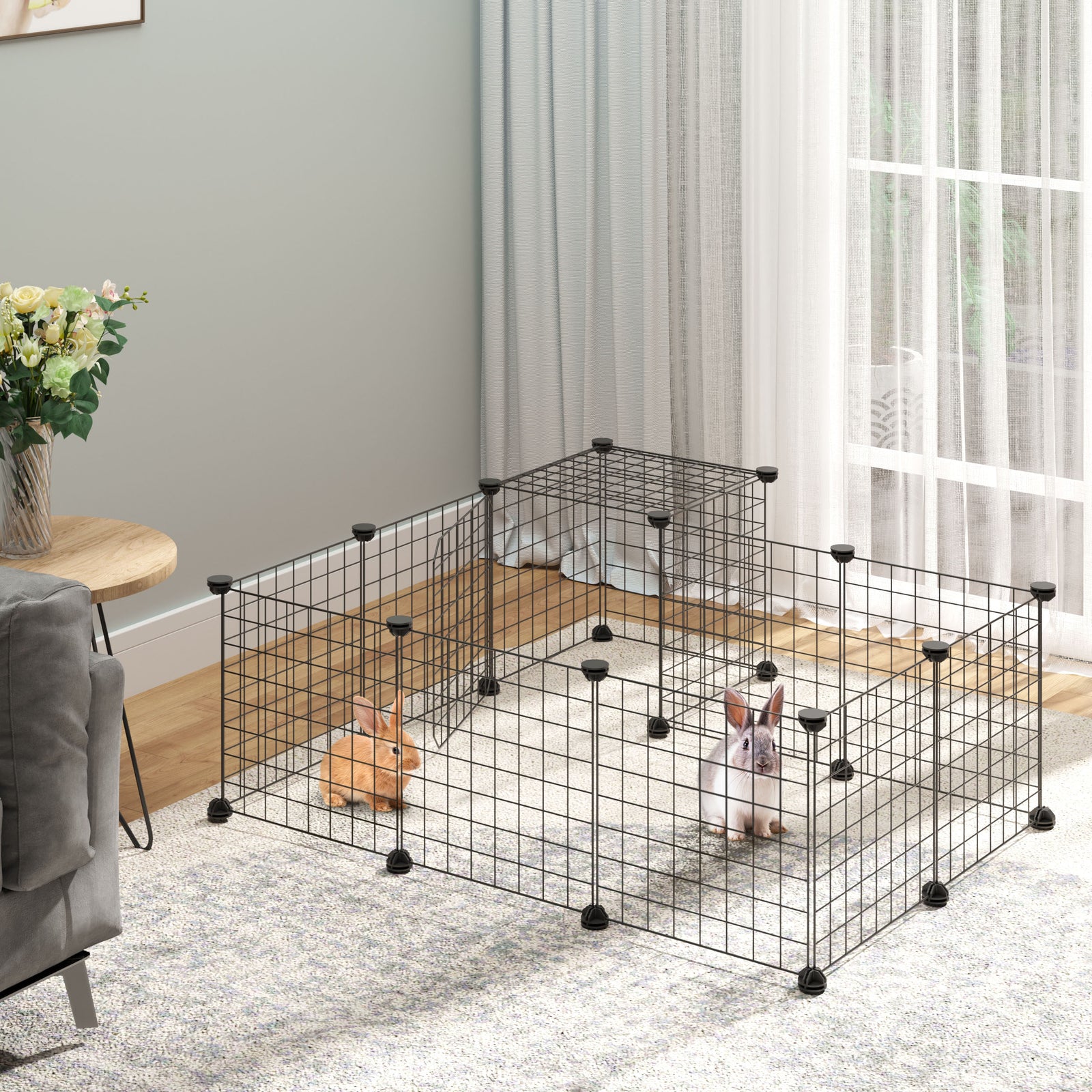 Pet Playpen Diy Small Animal Cage For Rabbit Ferret Chinchilla - Black