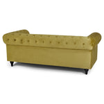 Chesterfield Scroll Arm Velvet Sofa 3 Seater | Olive