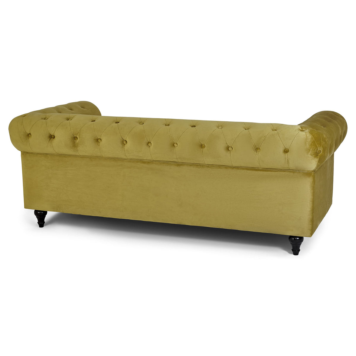Chesterfield Scroll Arm Velvet Sofa 3 Seater | Olive