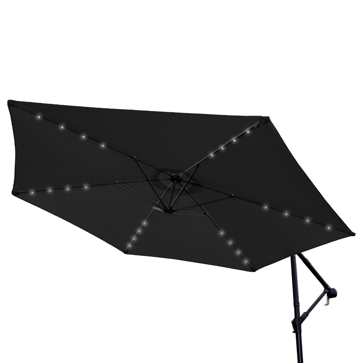 3m Led Cantilever Parasol With Fan Base | Grey
