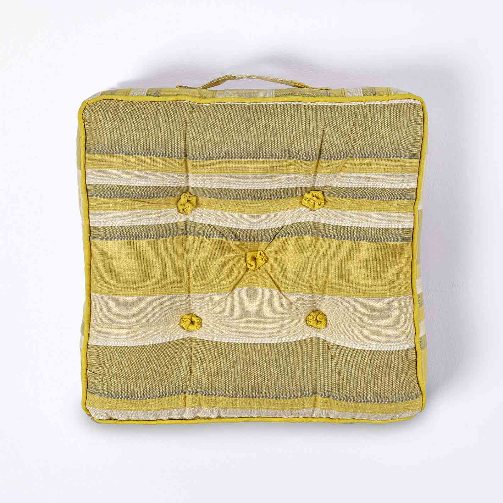 Morocco Striped Cotton Floor Cushion | 40cm x 40cm | Yellow