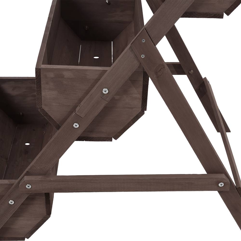 3-tier Wooden Planter Box With Drainage Holes | Brown