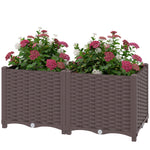 Plastic Raised Garden Bed With Legs And Drainage Holes And Plugs | M | Brown