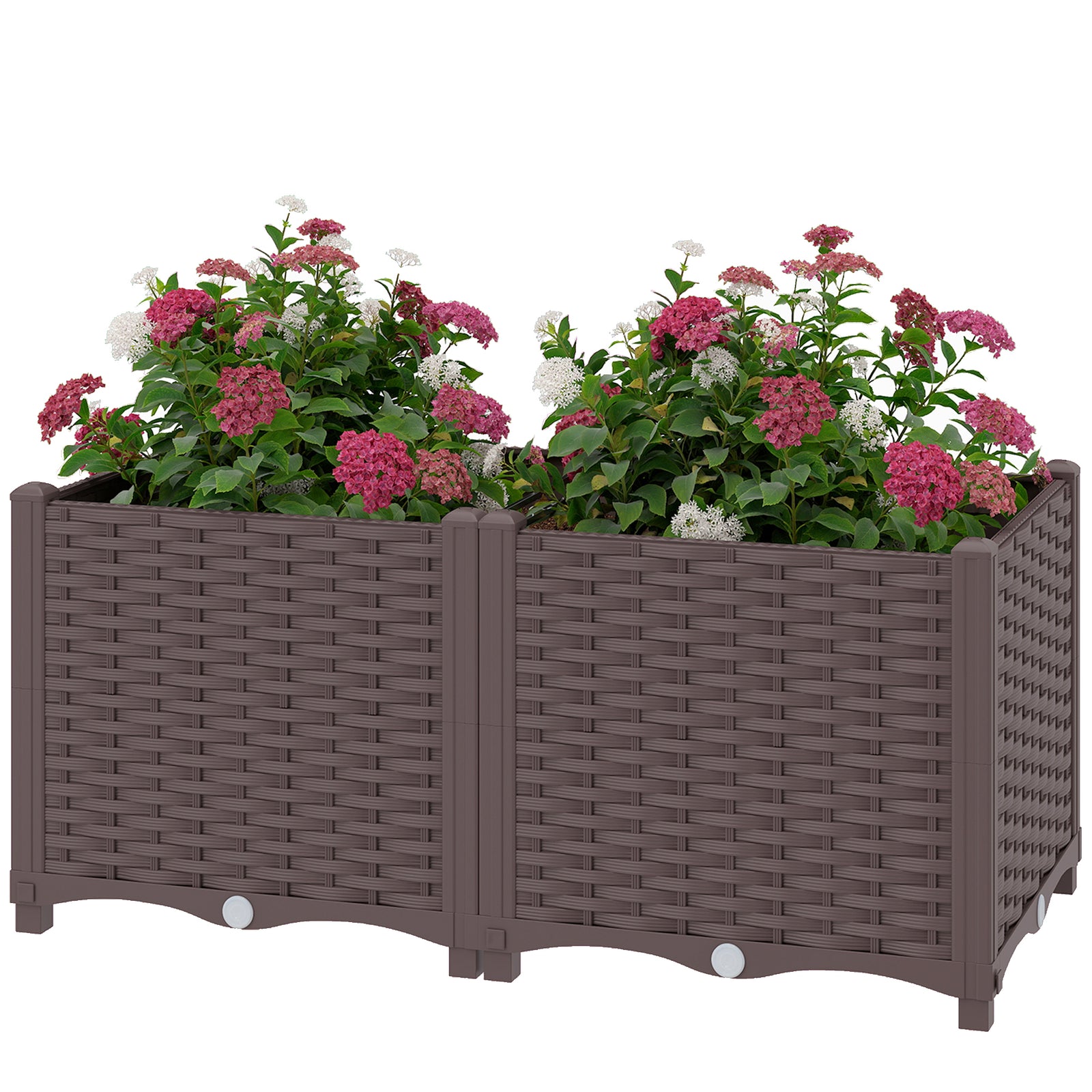 Plastic Raised Garden Bed With Legs And Drainage Holes And Plugs | M | Brown
