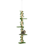 242cm Adjustable Floor-to-ceiling Cat Tower W/ Anti-slip Kit - Green
