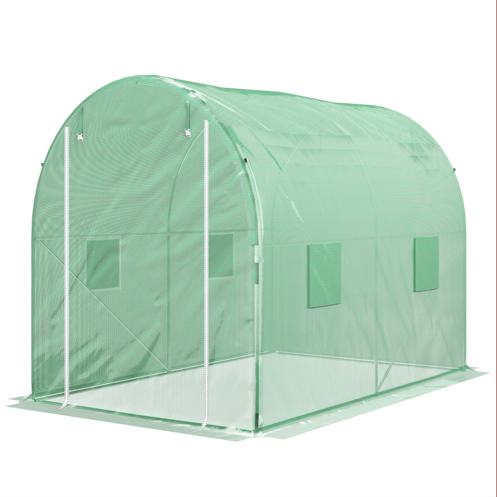 Polytunnel Greenhouse With Zipped Door 3x2m | Green
