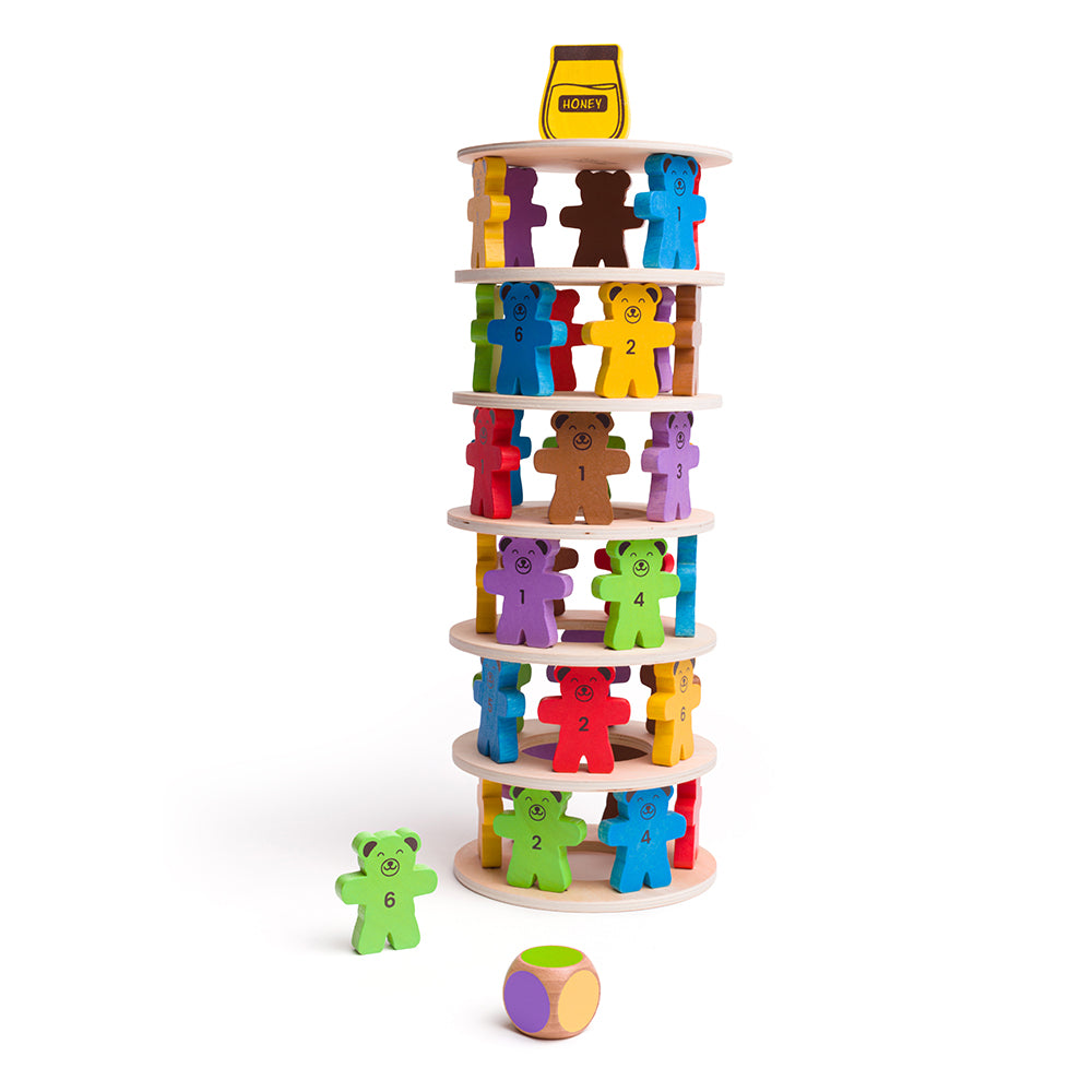 Wooden Teddy Tumbling Tower Game - 49 Pieces